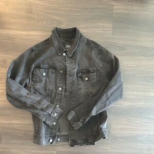 Zara Charcoal Black Lightweight Jean Jacket